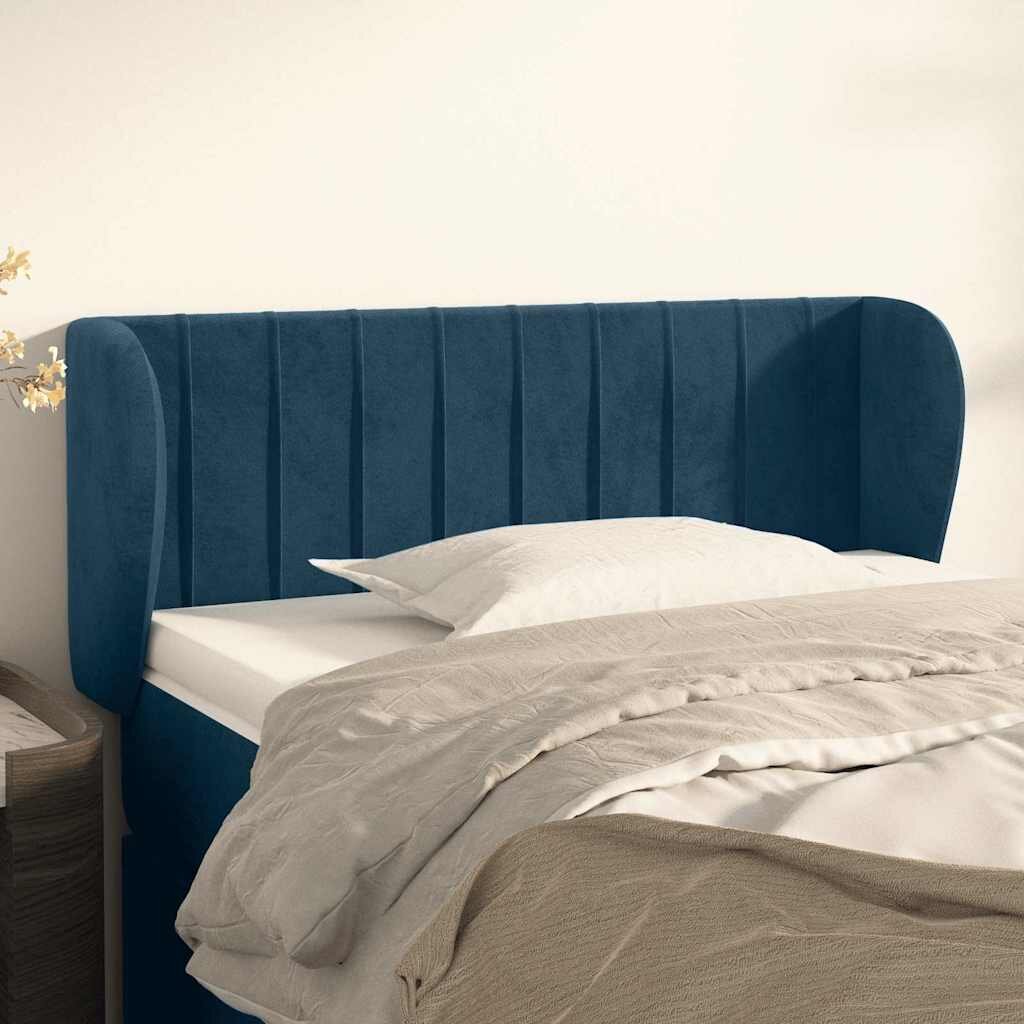 vidaXL Горна табла за легло с уши тъмносиня 93x23x78/88 см кадифе