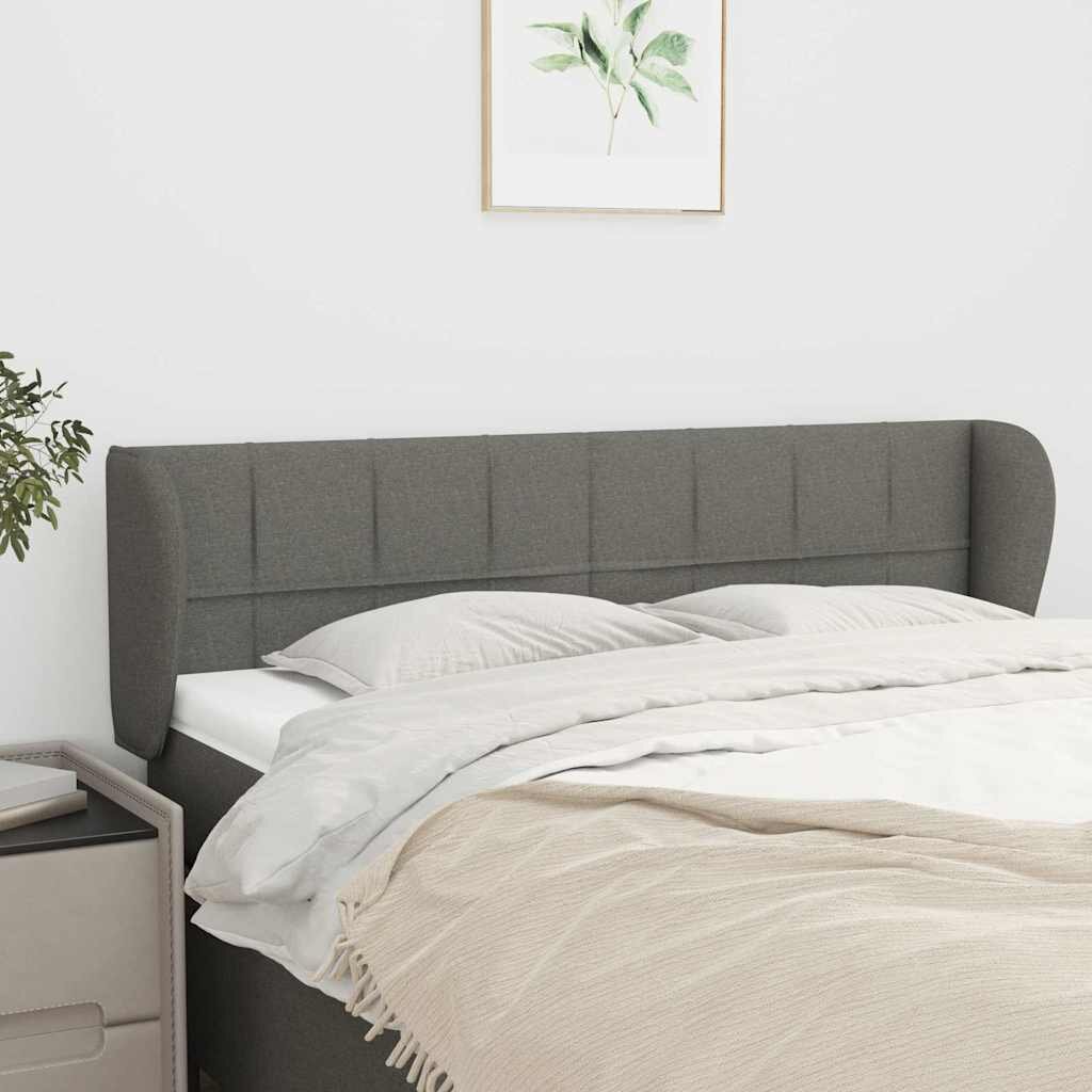 vidaXL Горна табла за легло с уши тъмносива 147x23x78/88 см плат