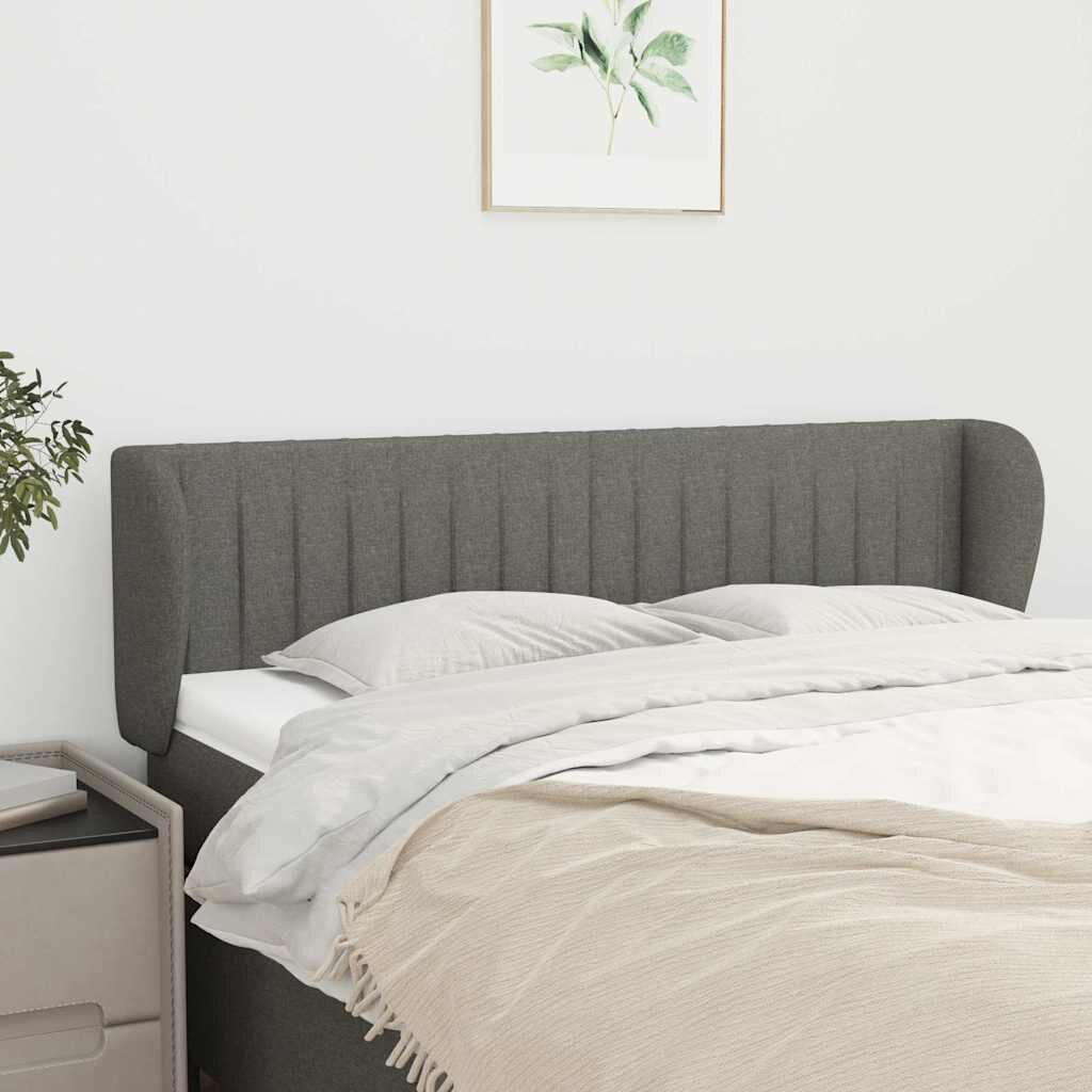 vidaXL Горна табла за легло с уши тъмносива 147x23x78/88 см плат