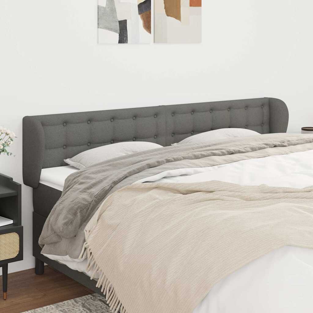 vidaXL Горна табла за легло с уши тъмносива 163x23x78/88 см плат