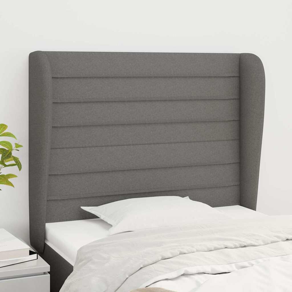 vidaXL Горна табла за легло с уши тъмносива 83x23x118/128 см плат