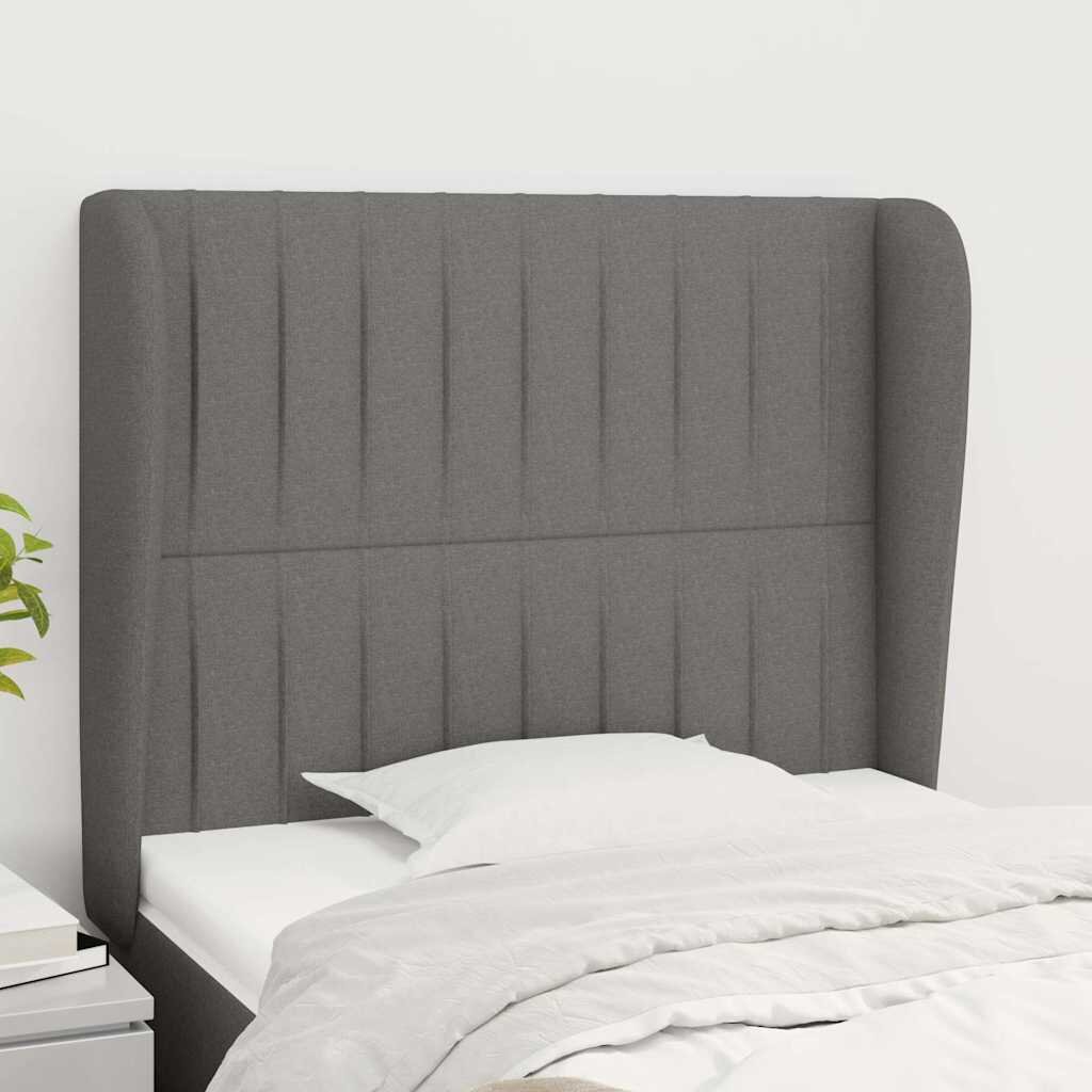 vidaXL Горна табла за легло с уши тъмносива 83x23x118/128 см плат
