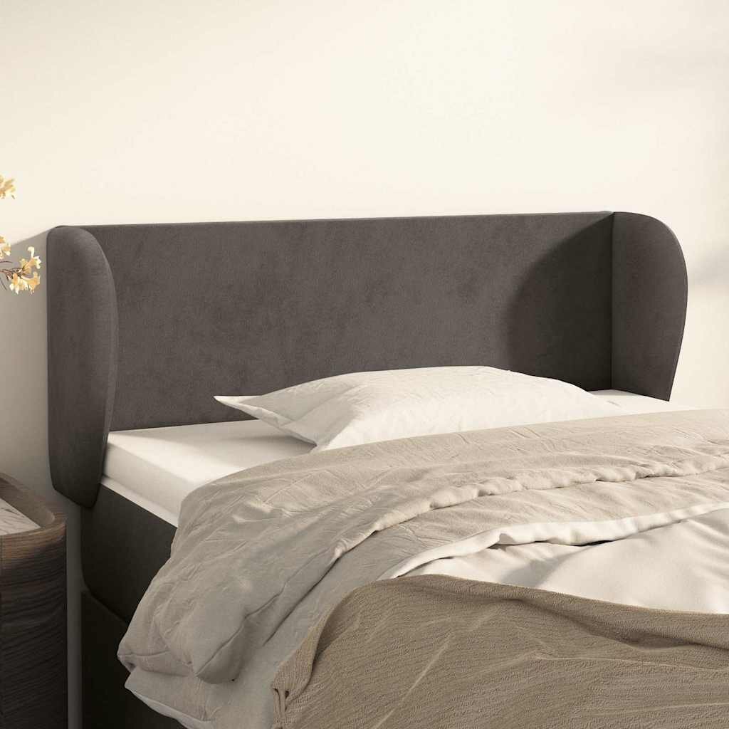 vidaXL Горна табла за легло с уши тъмносива 83x23x78/88 см кадифе