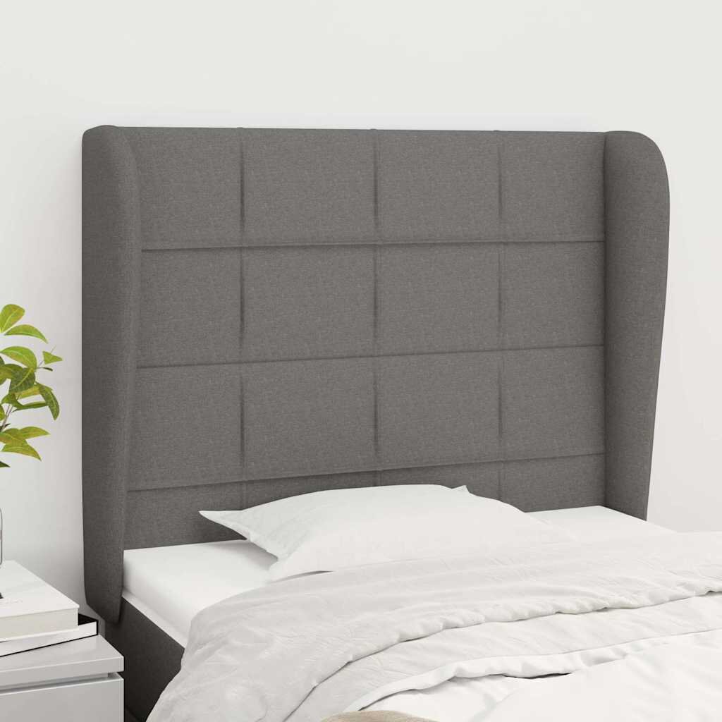 vidaXL Горна табла за легло с уши тъмносива 93x23x118/128 см плат