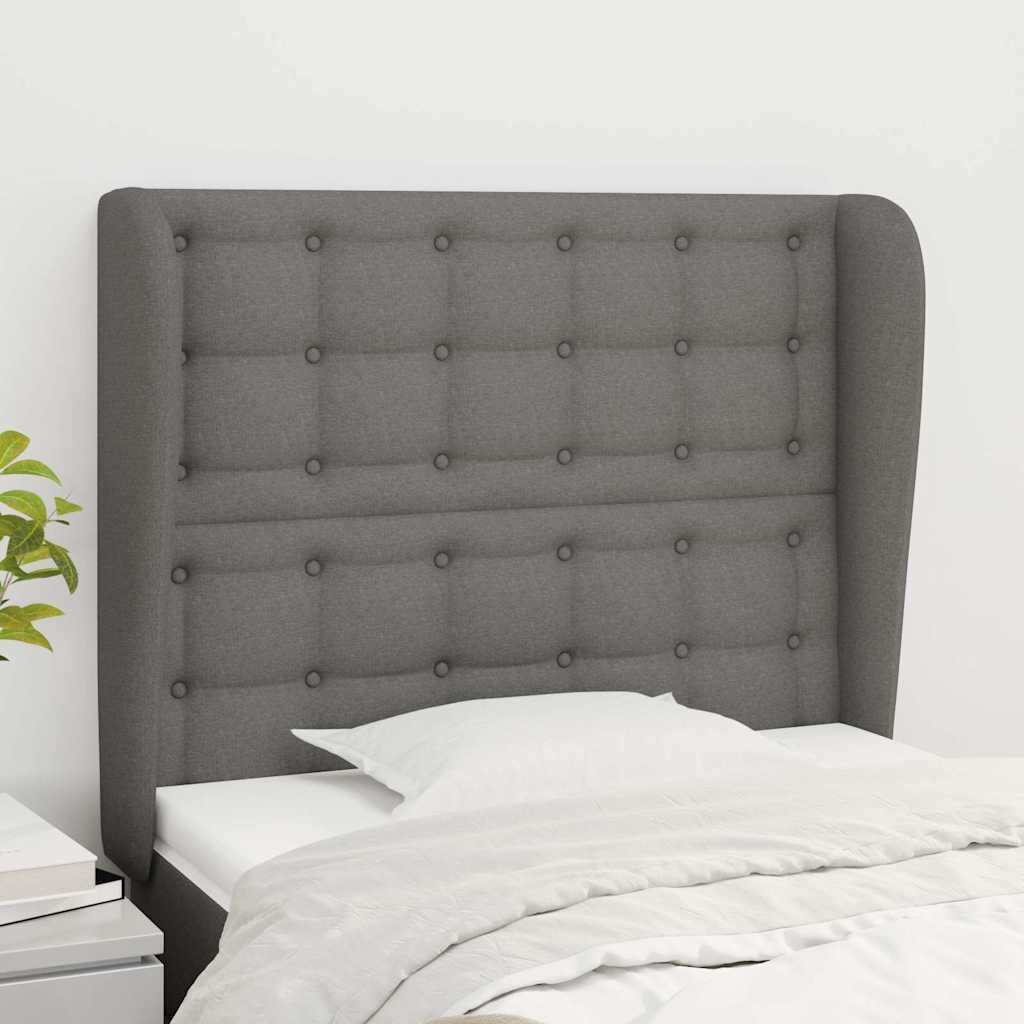 vidaXL Горна табла за легло с уши тъмносива 93x23x118/128 см плат