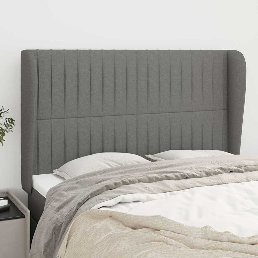 vidaXL Горна табла за легло с уши тъмносива147x 23x118/128 см плат
