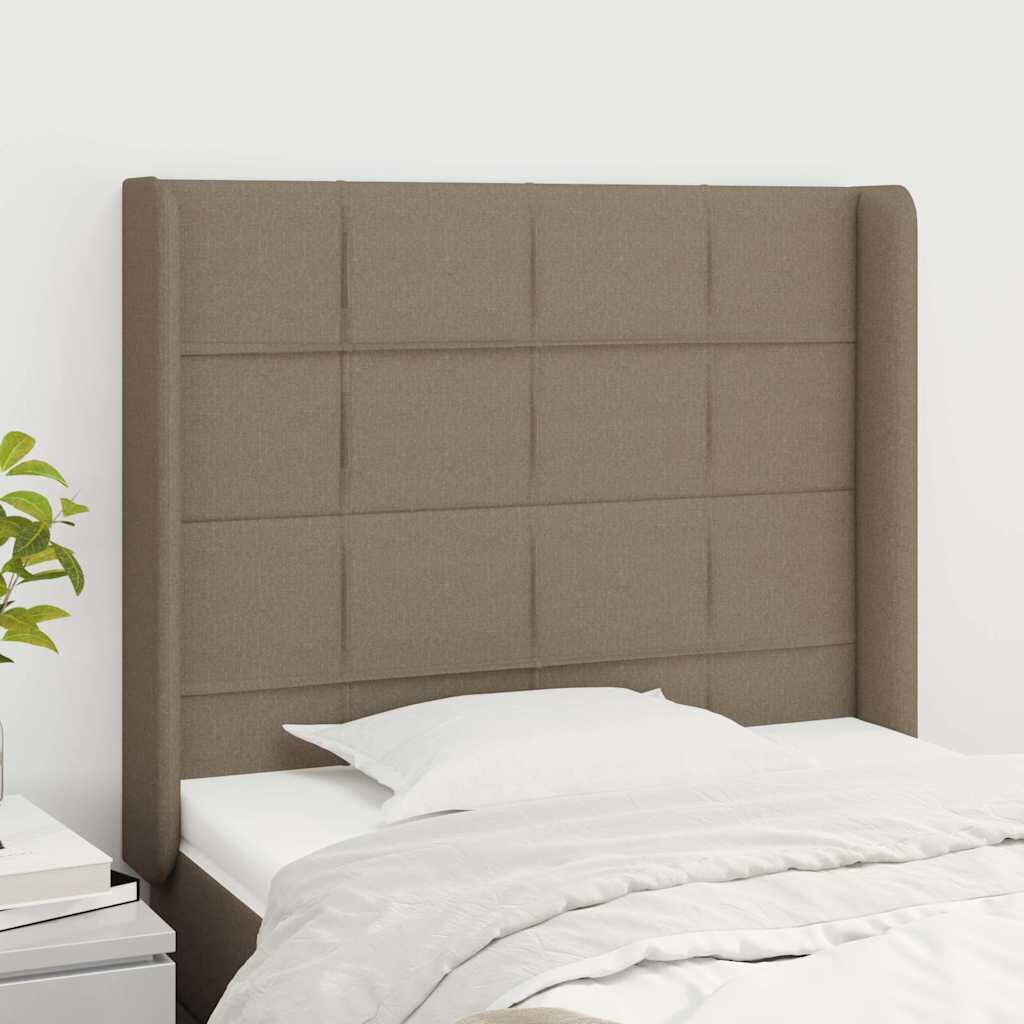 vidaXL Горна табла за легло с уши таупе 103x16x118/128 см плат