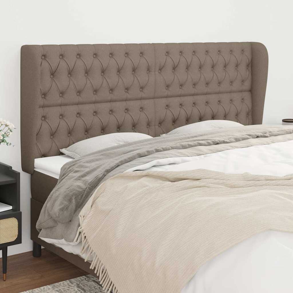 vidaXL Горна табла за легло с уши таупе 183x23x118/128 см плат