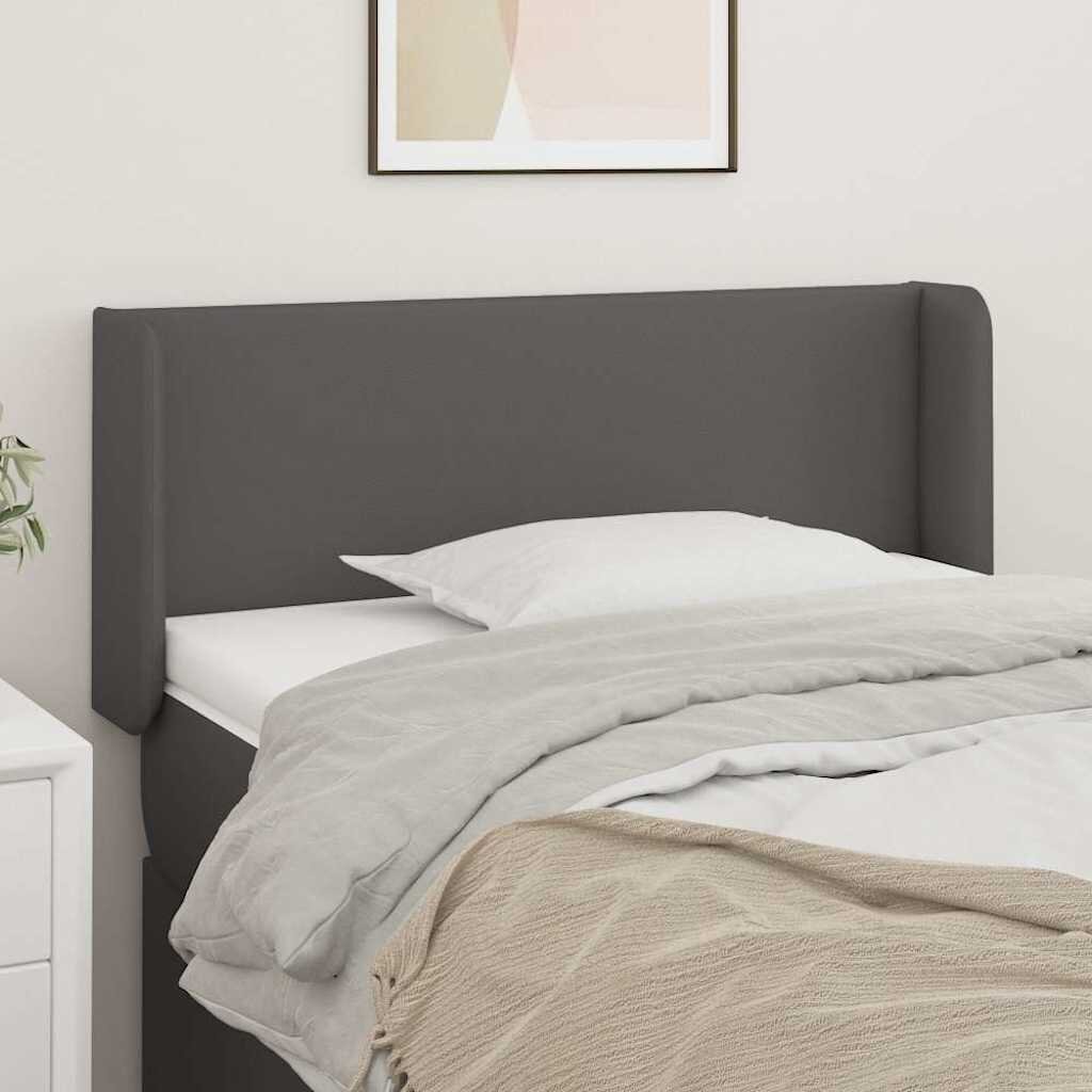 vidaXL Горна табла за легло сива 103x16x78/88 см изкуствена кожа