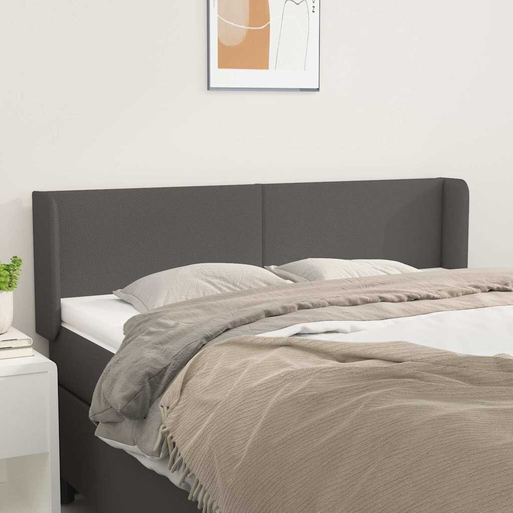 vidaXL Горна табла за легло сива 147x16x78/88 см изкуствена кожа