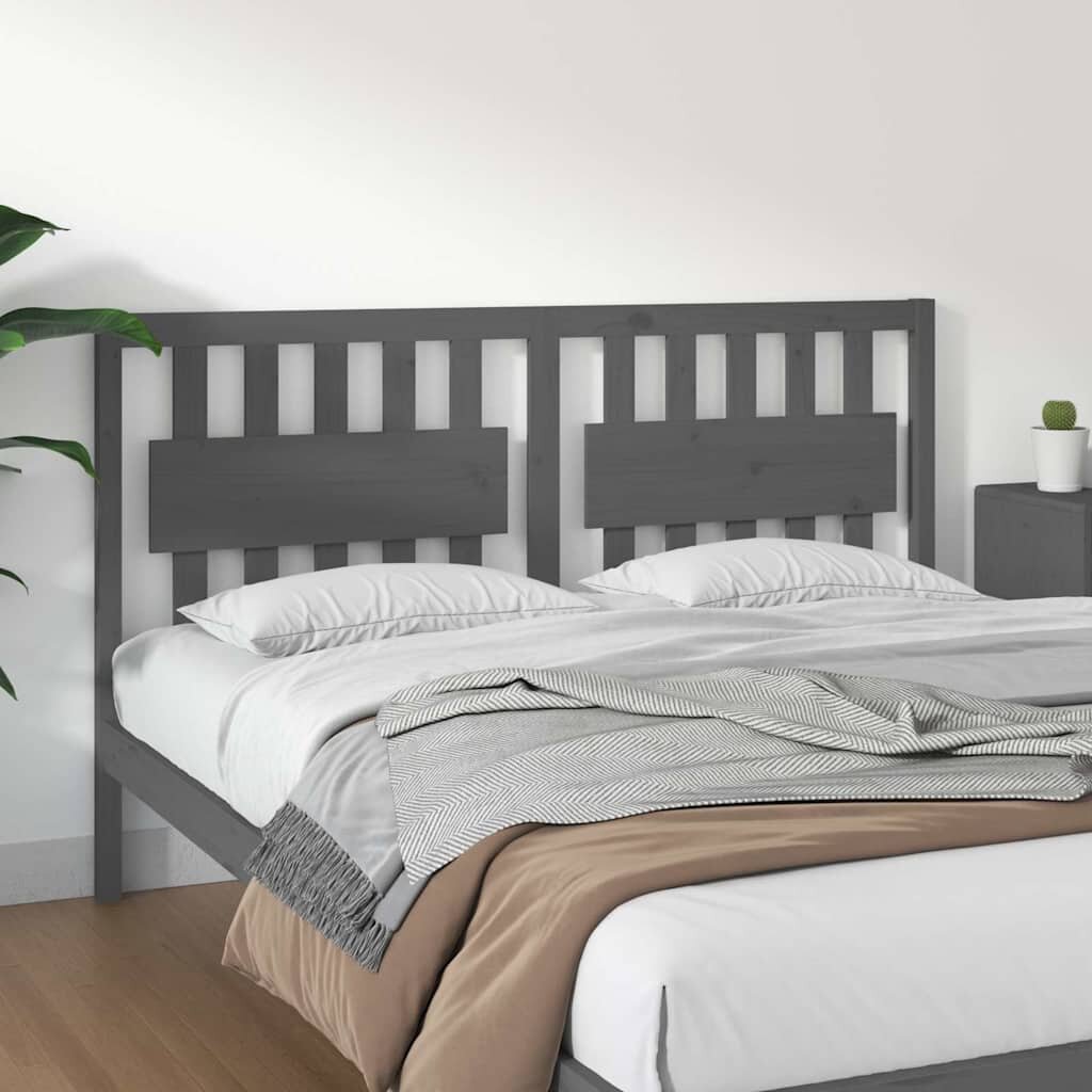 vidaXL Горна табла за легло сива 1655x4x100 см бор масив