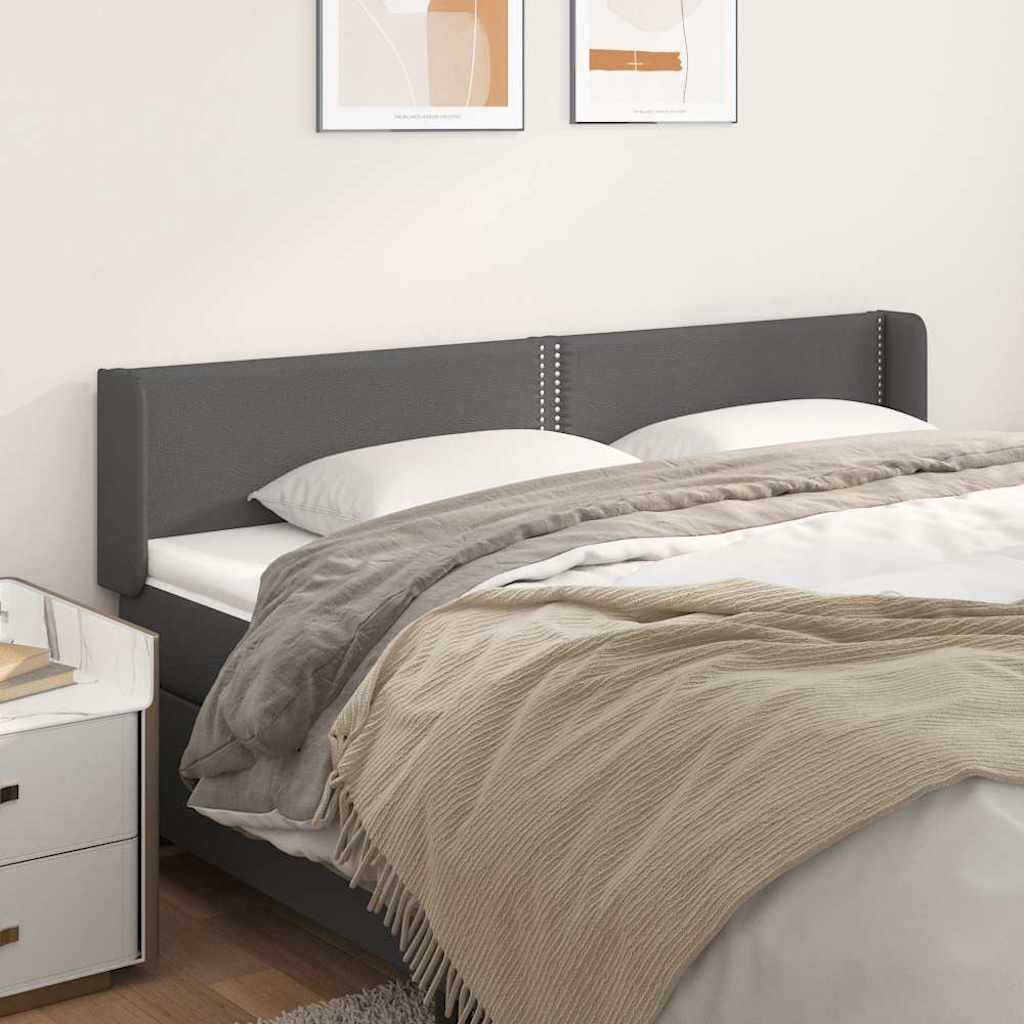 vidaXL Горна табла за легло сива 203x16x78/88 см изкуствена кожа