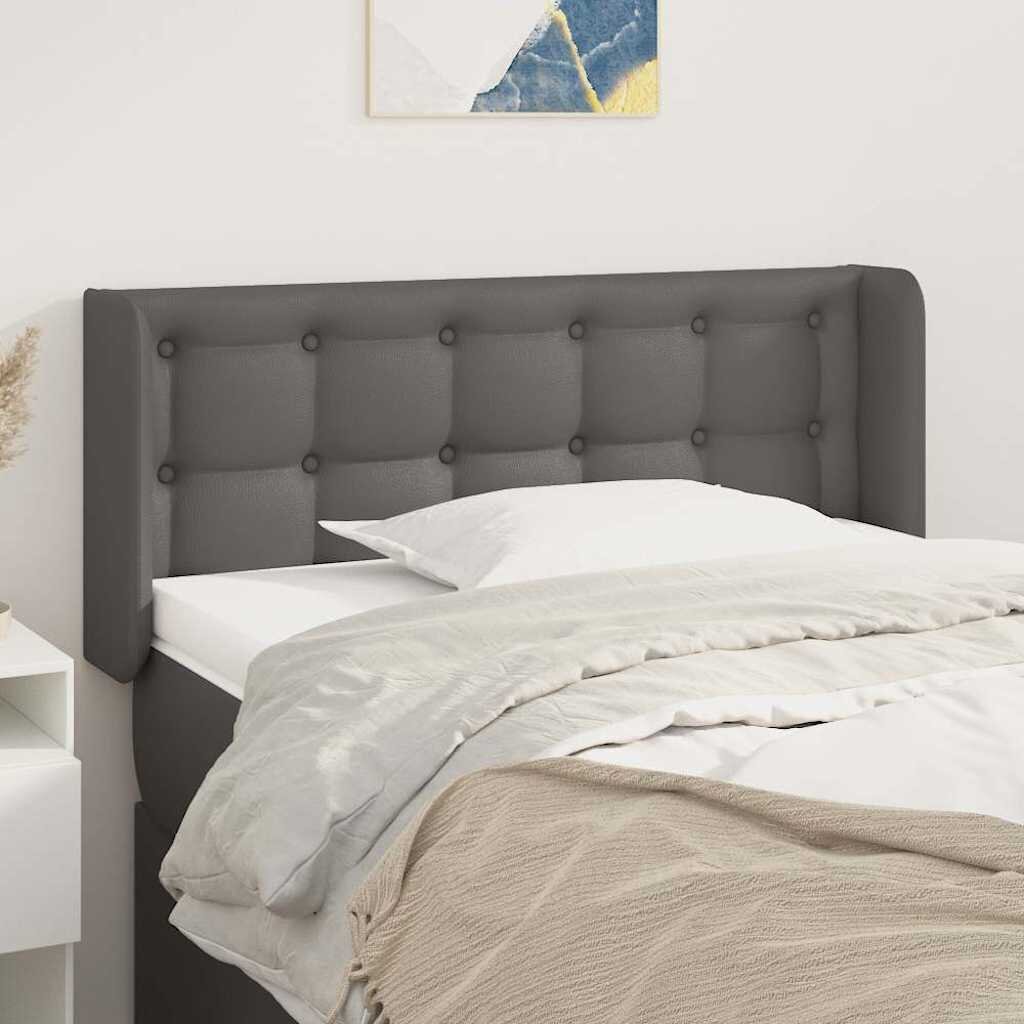 vidaXL Горна табла за легло сива 93x16x78/88 см изкуствена кожа