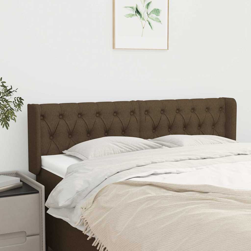 vidaXL Горна табла за легло тъмнокафява 147x16x78/88 см плат