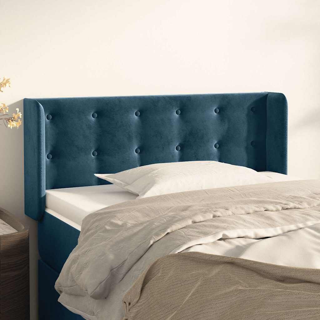 vidaXL Горна табла за легло тъмносиня 103x16x78/88 см кадифе