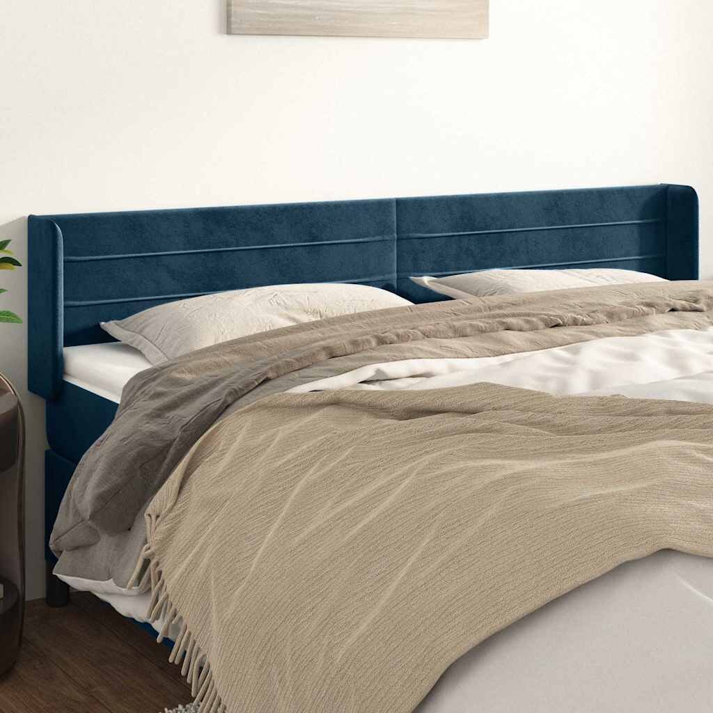 vidaXL Горна табла за легло тъмносиня 183x16x78/88 см кадифе