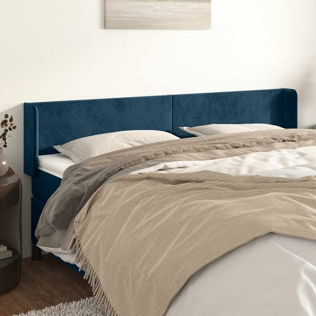 vidaXL Горна табла за легло тъмносиня 183x16x78/88 см кадифе