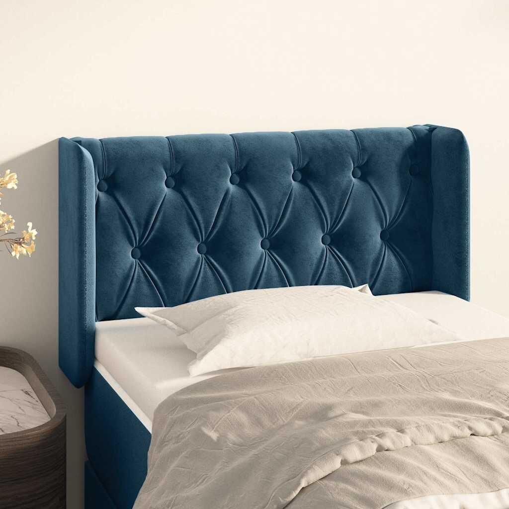 vidaXL Горна табла за легло тъмносиня 83x16x78/88 см кадифе