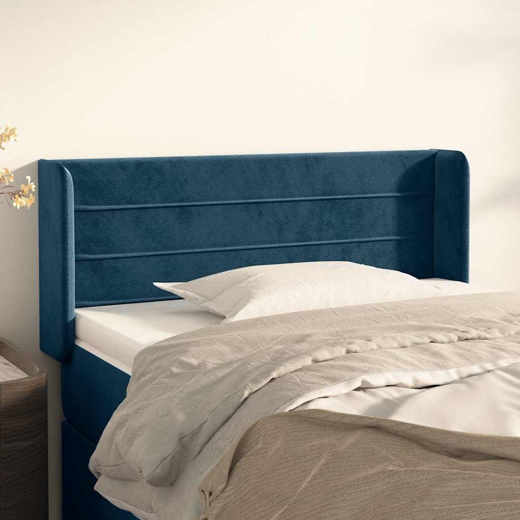 vidaXL Горна табла за легло тъмносиня 83x16x78/88 см кадифе
