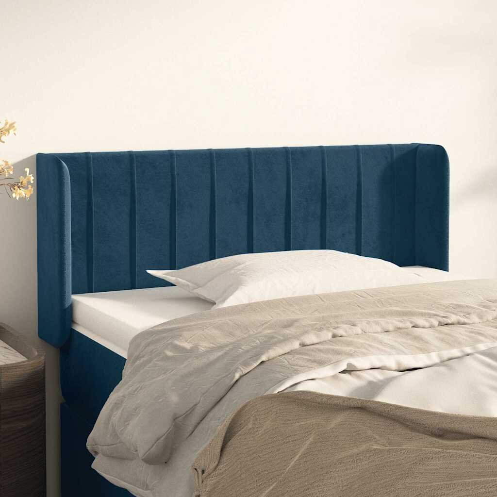 vidaXL Горна табла за легло тъмносиня 83x16x78/88 см кадифе