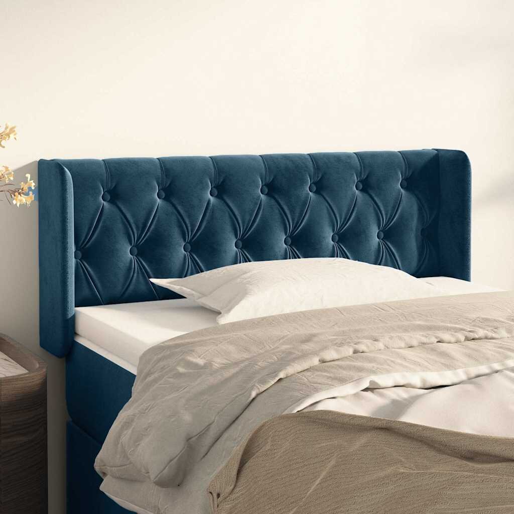 vidaXL Горна табла за легло тъмносиня 93x16x78/88 см кадифе