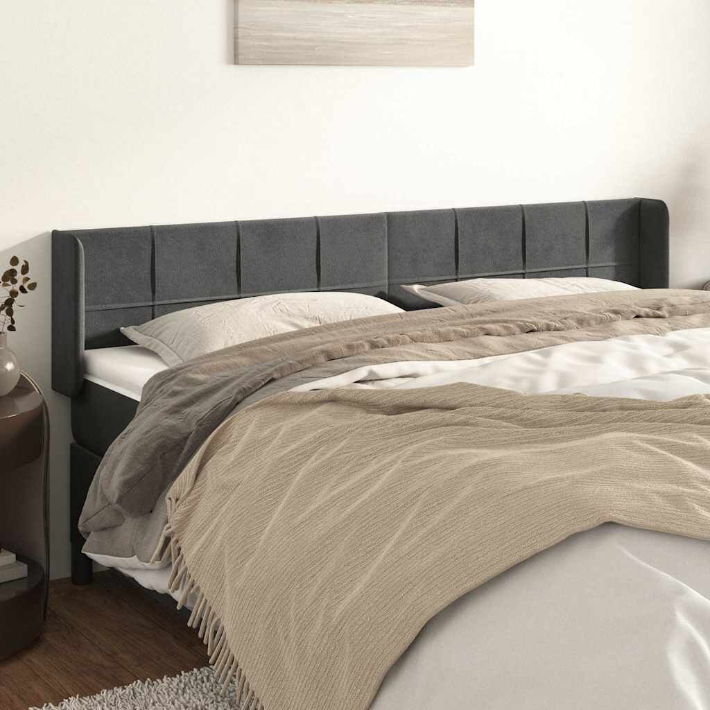 vidaXL Горна табла за легло тъмносива 183x16x78/88 см кадифе