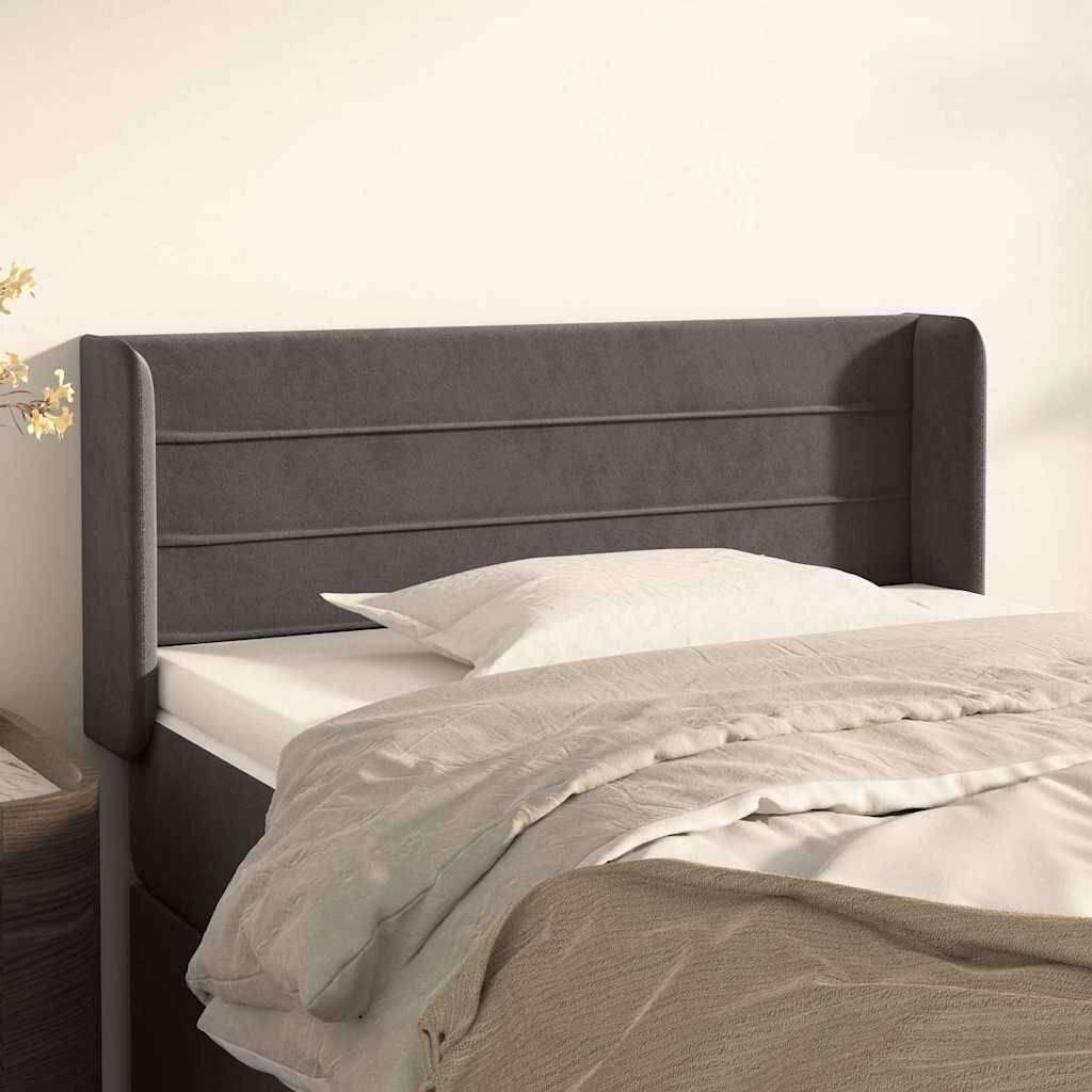 vidaXL Горна табла за легло тъмносива 83x16x78/88 см кадифе