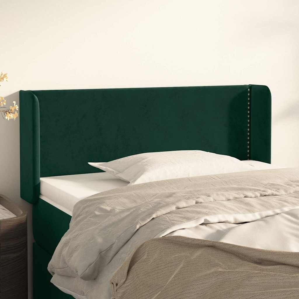 vidaXL Горна табла за легло тъмнозелена 103x16x78/88 см кадифе