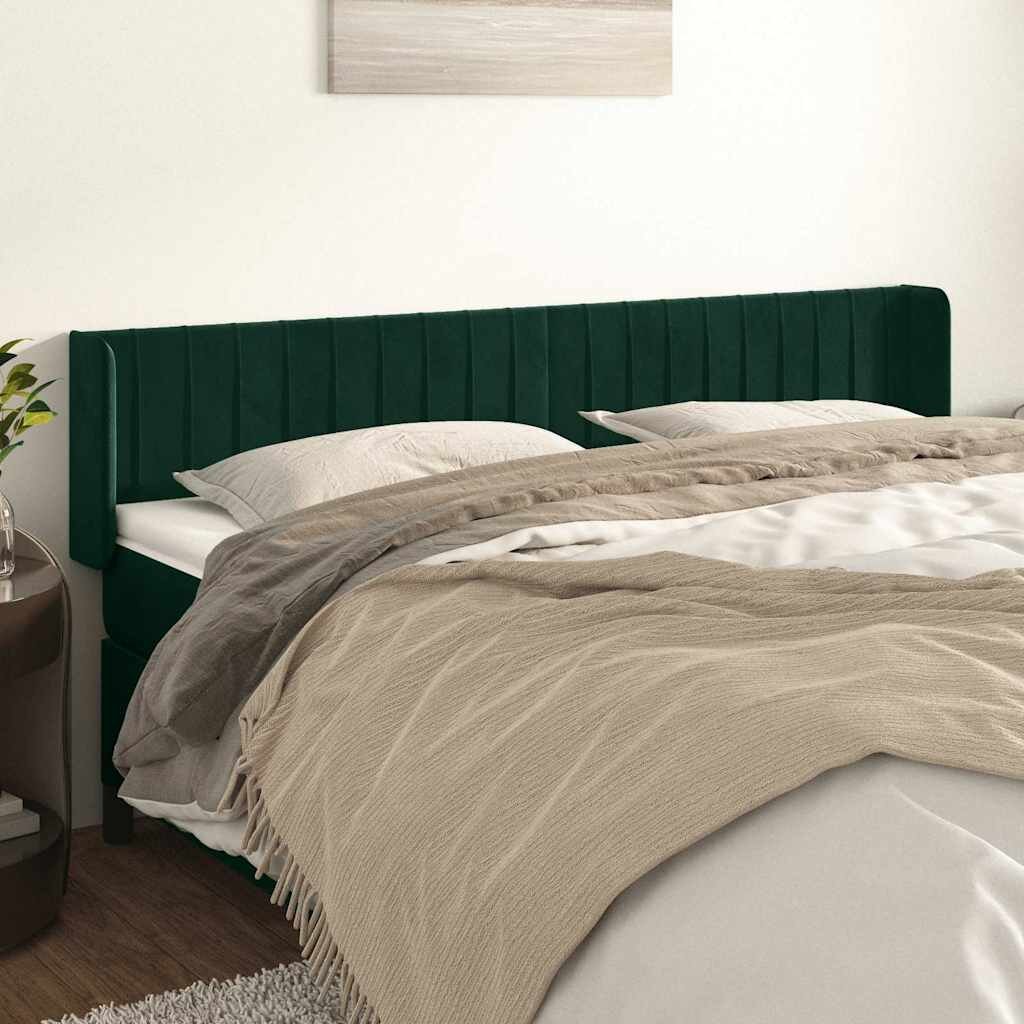 vidaXL Горна табла за легло тъмнозелена 183x16x78/88 см кадифе