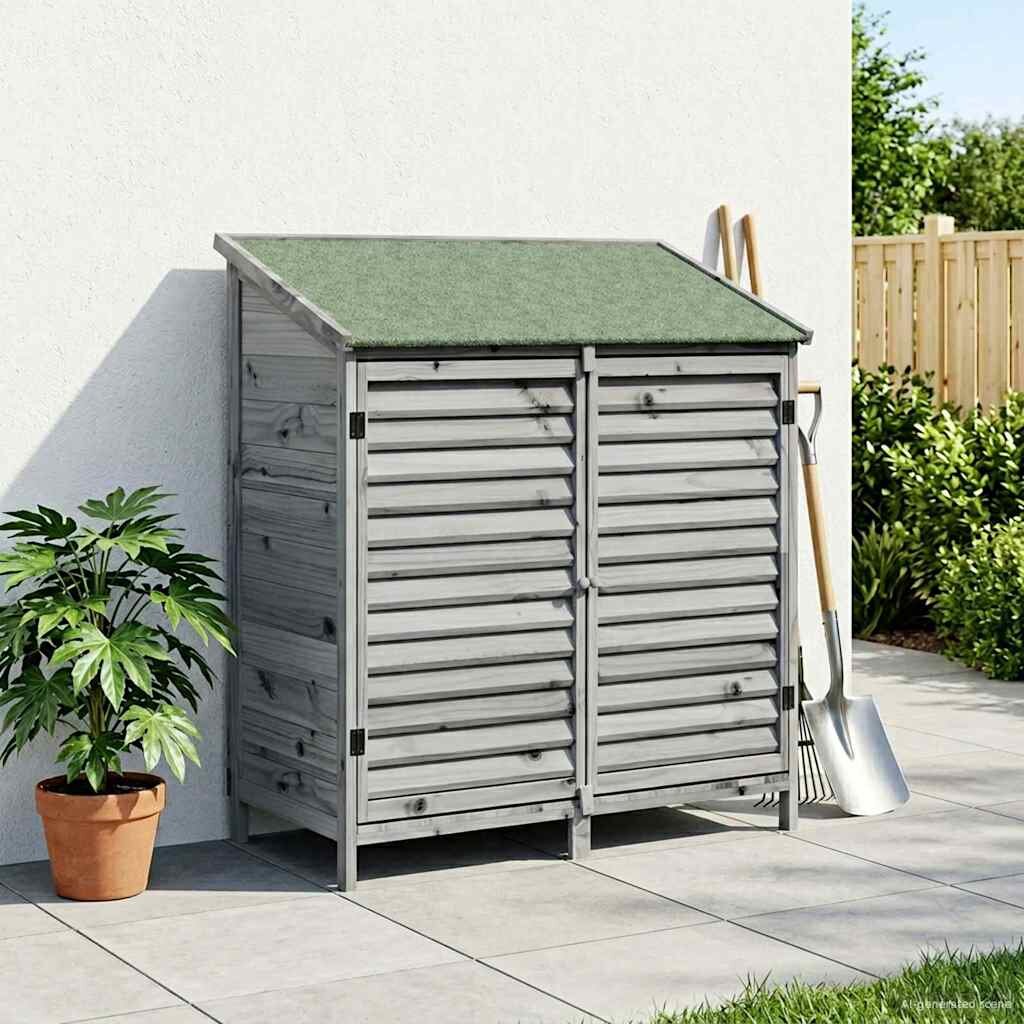 vidaXL Градина постройка Сиво 106 x 56 x 1135 см Солидно ела дърво