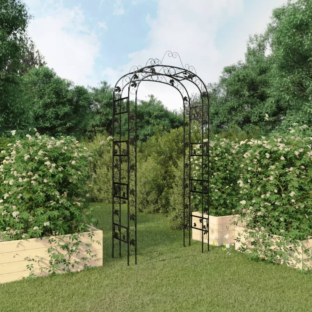 vidaXL Градинска арка черна 116x45x240 см стомана