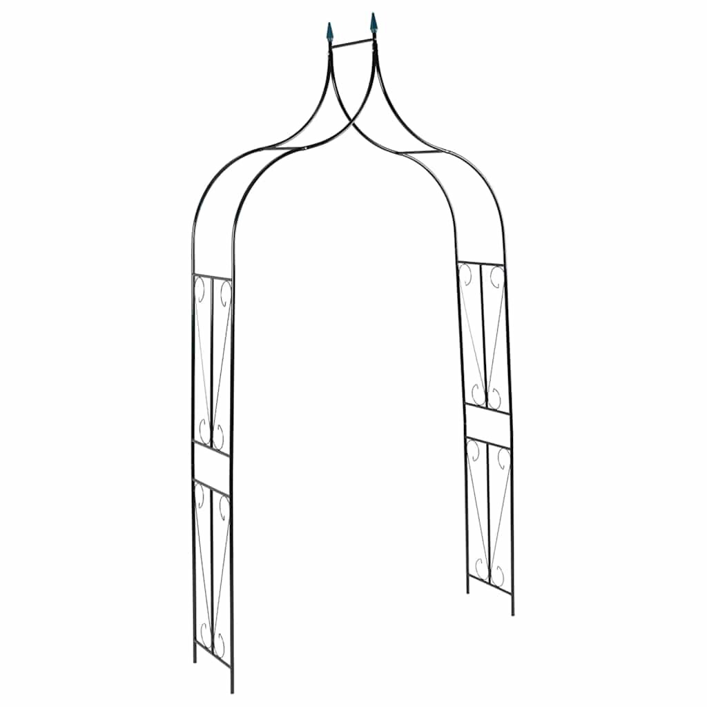 vidaXL Градинска арка тъмнозелена 142x37x275 см желязо