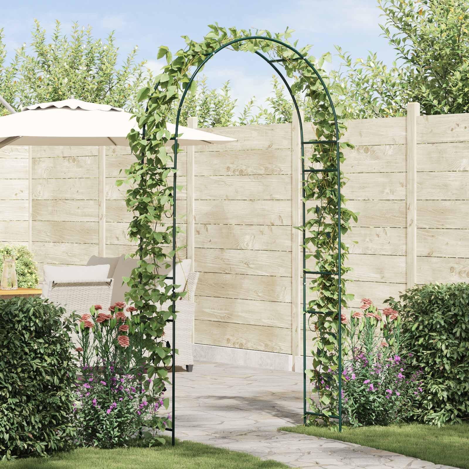 vidaXL Градинска арка Зелен 115 x 37 x 231 см