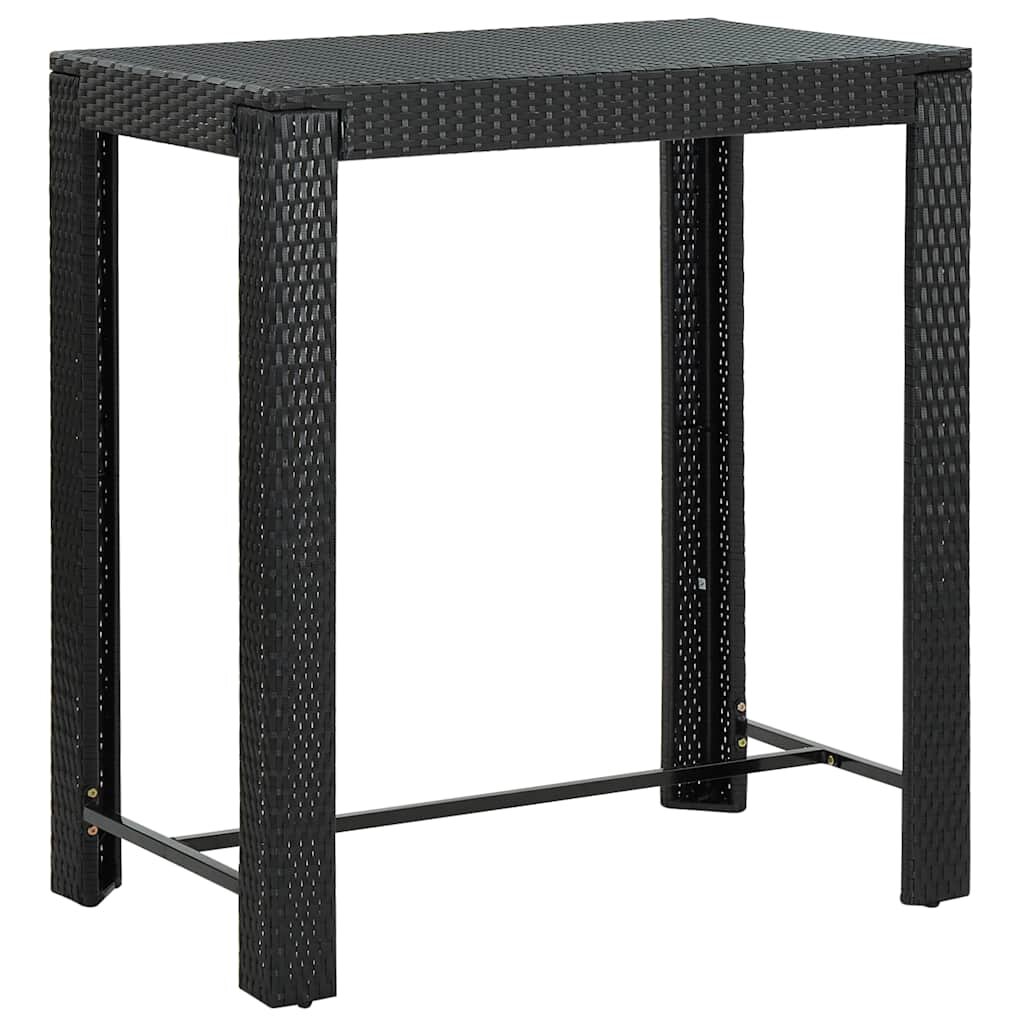 vidaXL Градинска бар маса черна 100x605x1105 см полиратан