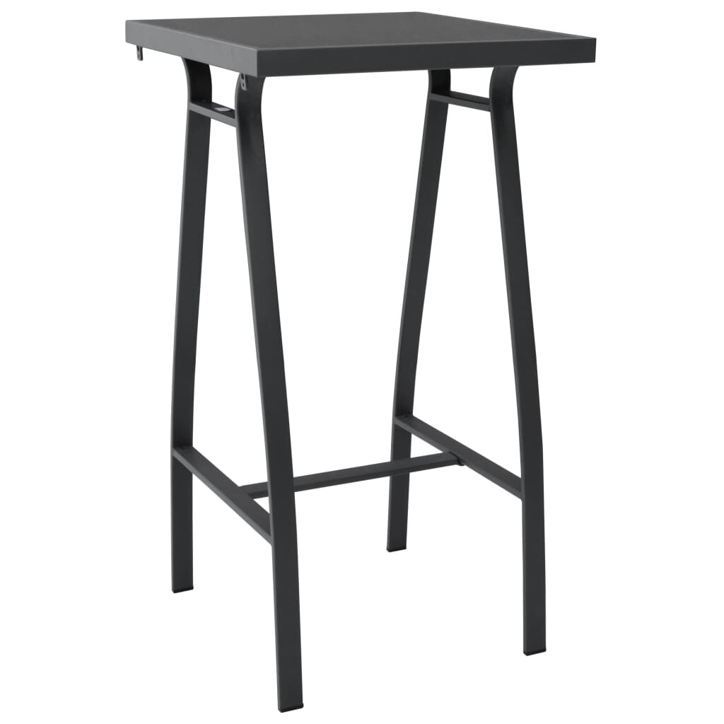 vidaXL Градинска бар маса черна 60x60x110 см закалено стъкло