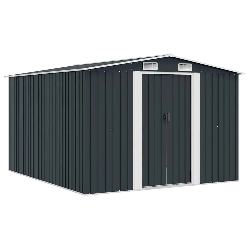 vidaXL Градинска барака 257x298x178 см метал антрацит