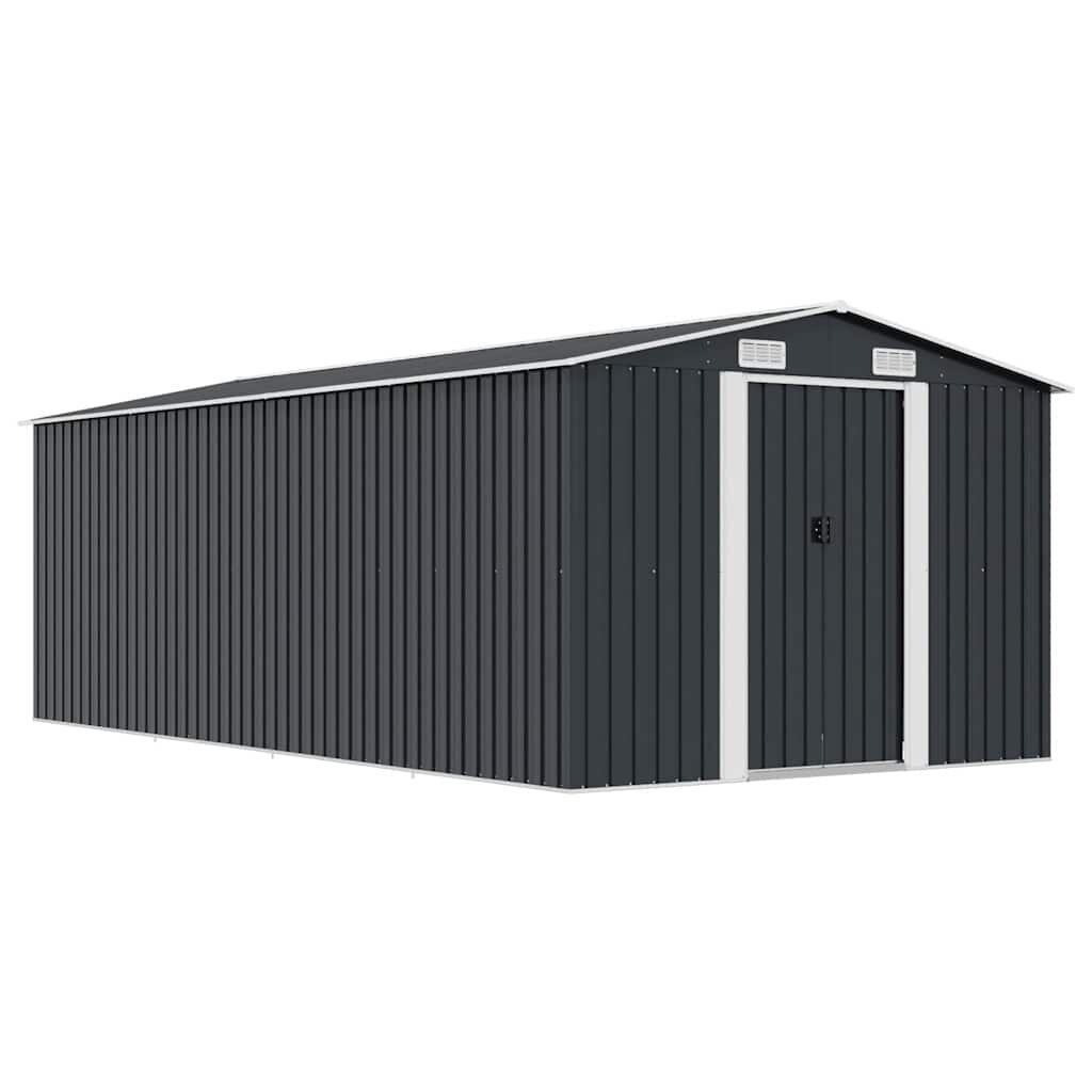 vidaXL Градинска барака 257x489x181 см метал антрацит