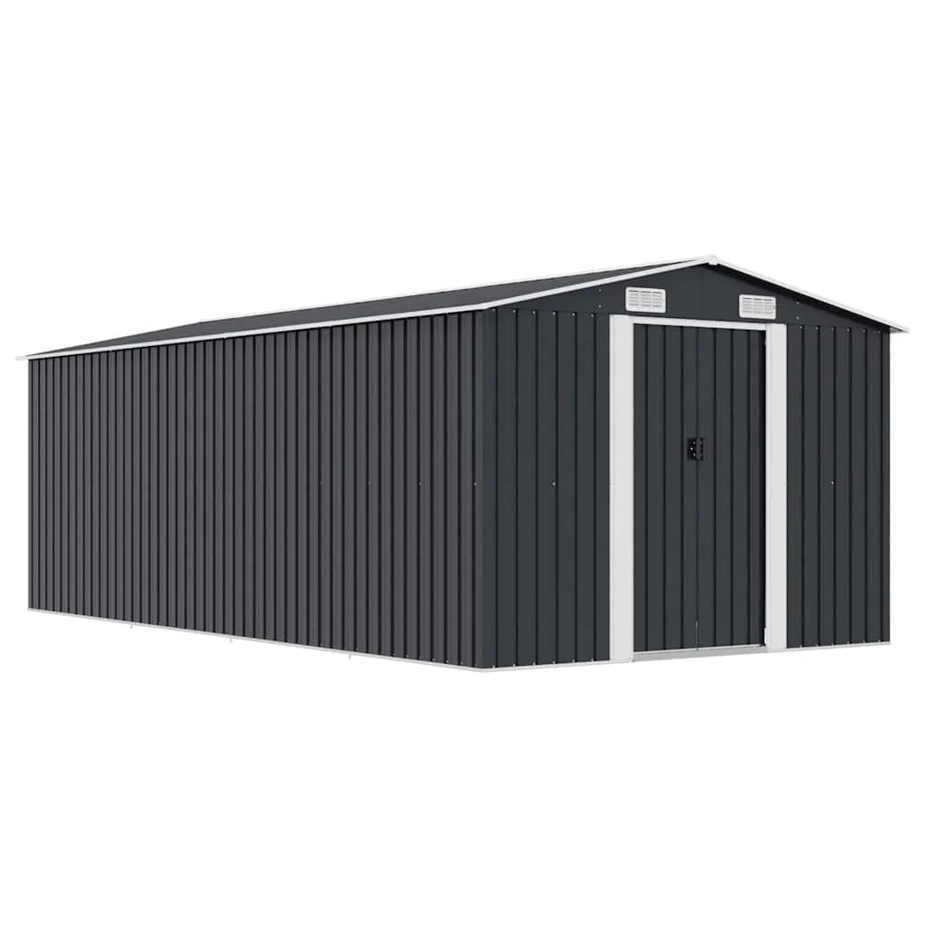 vidaXL Градинска барака 257x489x181 см метал антрацит