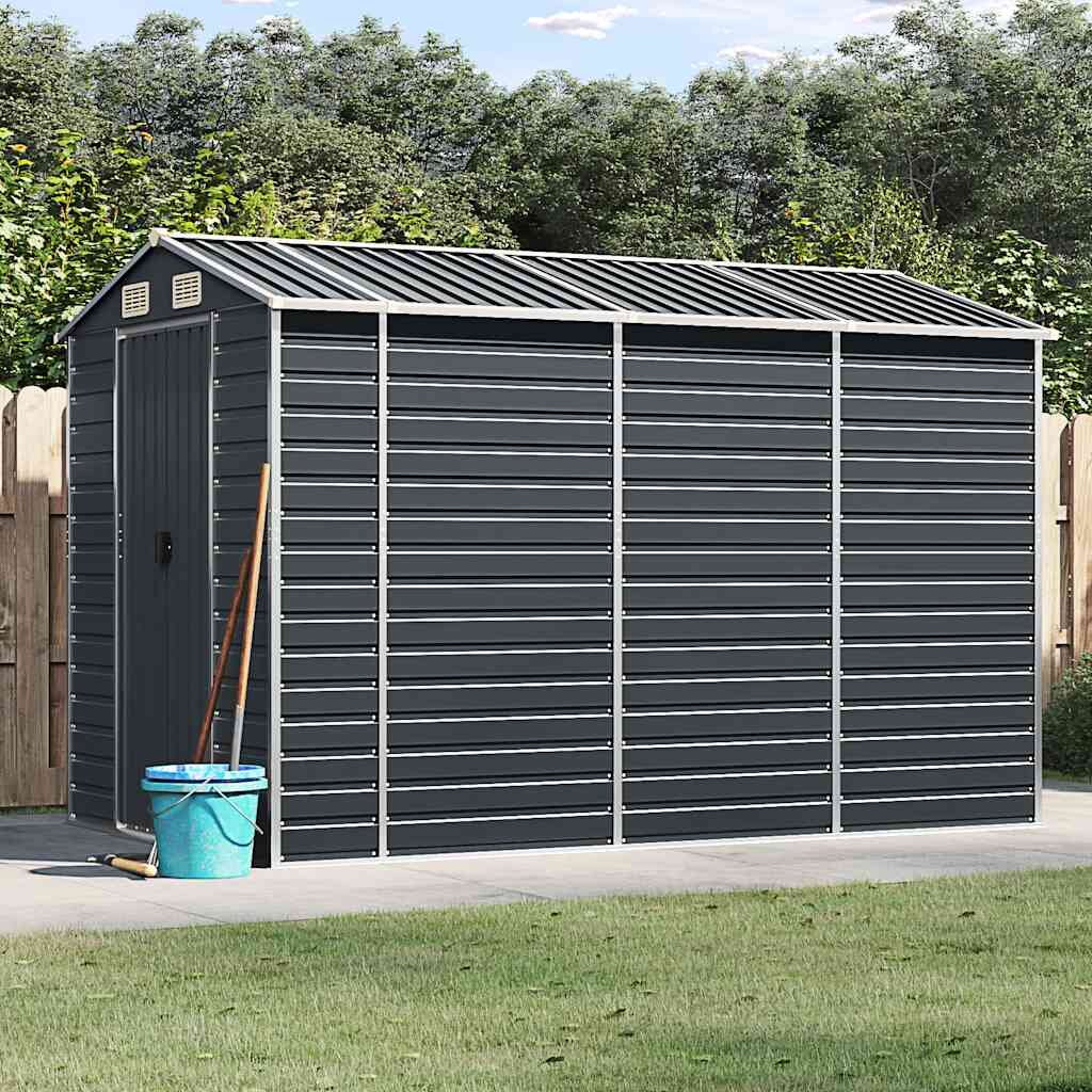vidaXL Градинска барака антрацит 191x300x198 см поцинкована стомана