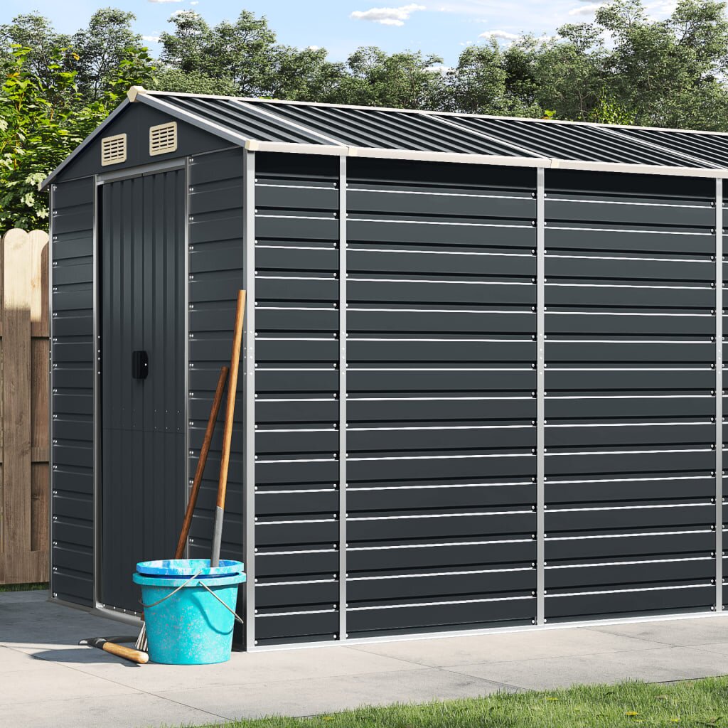 vidaXL Градинска барака антрацит 191x810x198 см поцинкована стомана