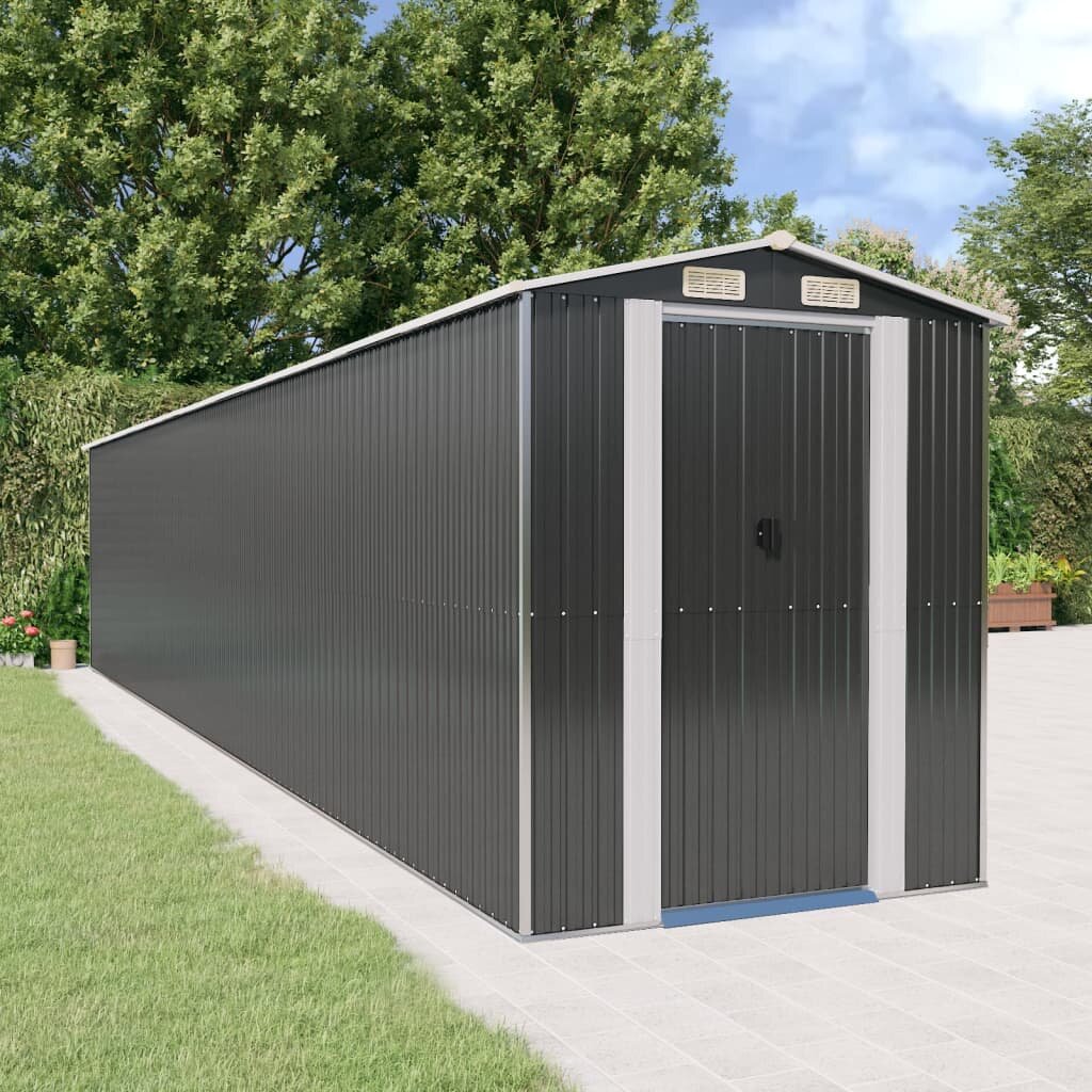 vidaXL Градинска барака антрацит 192x1021x223 см поцинкована стомана