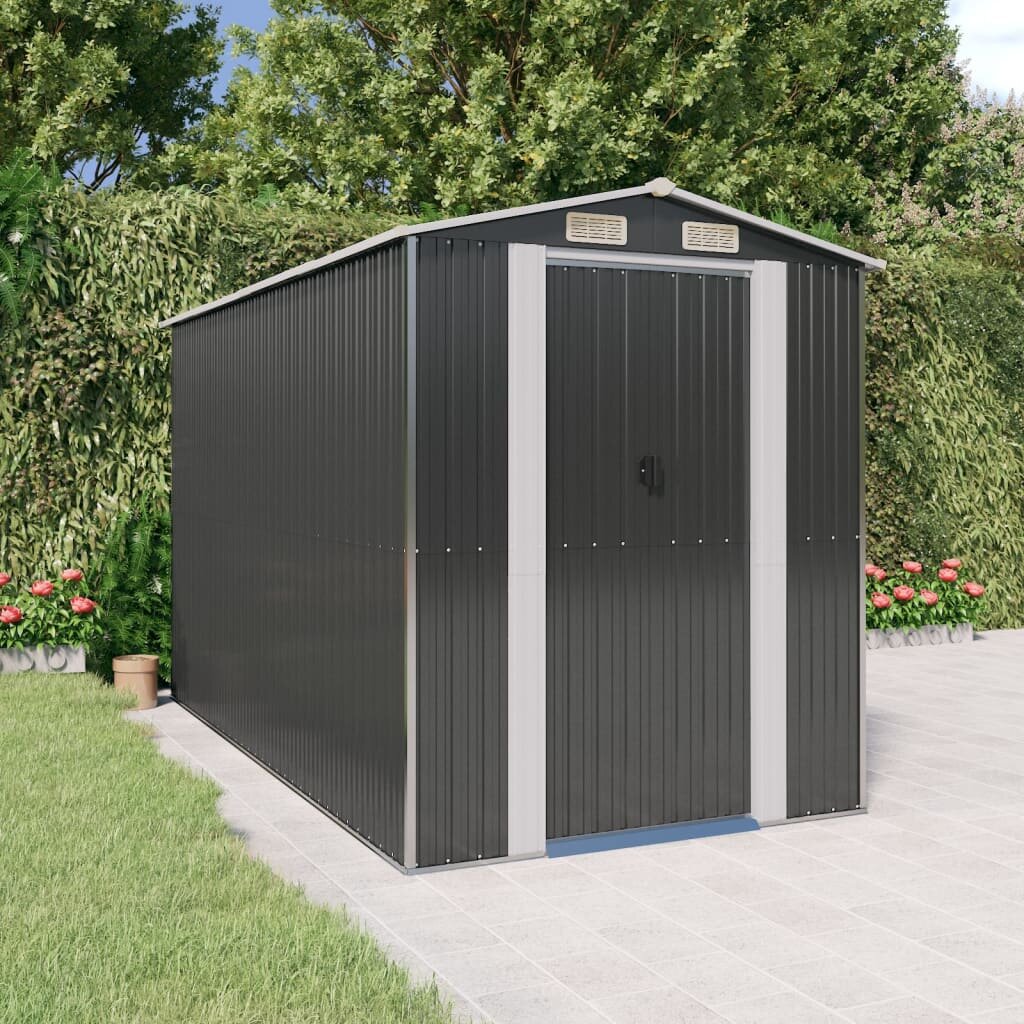 vidaXL Градинска барака антрацит 192x357x223 см поцинкована стомана