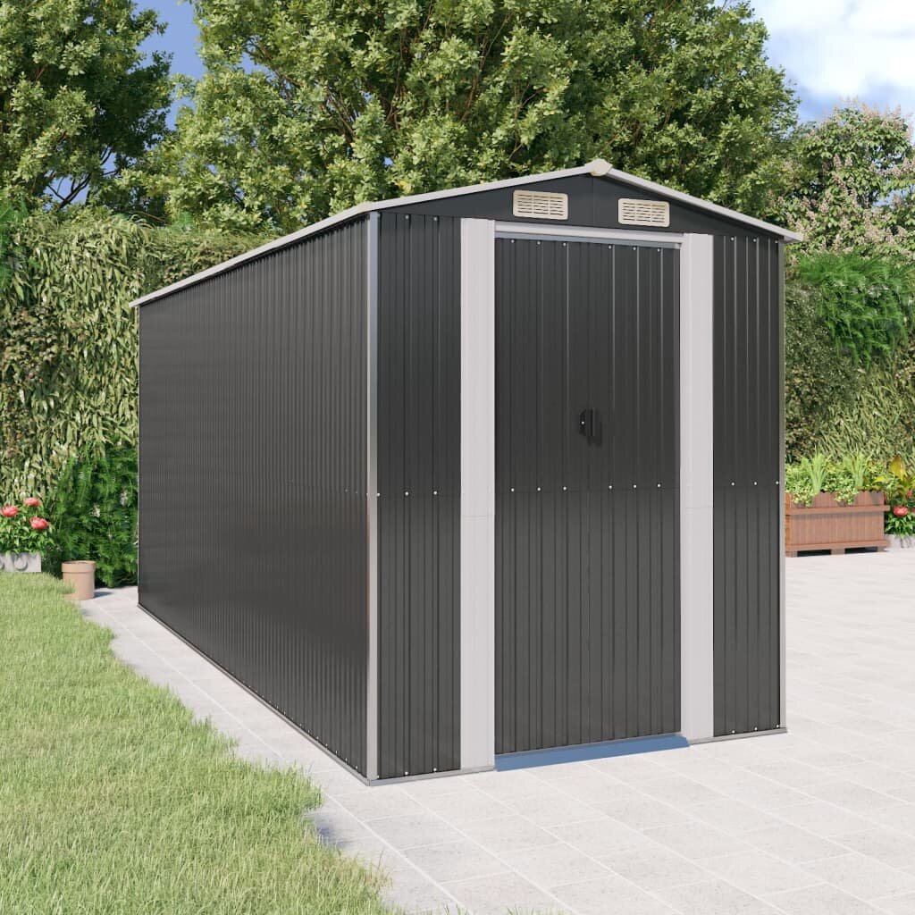 vidaXL Градинска барака антрацит 192x440x223 см поцинкована стомана