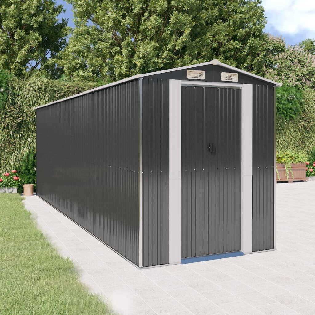 vidaXL Градинска барака антрацит 192x606x223 см поцинкована стомана