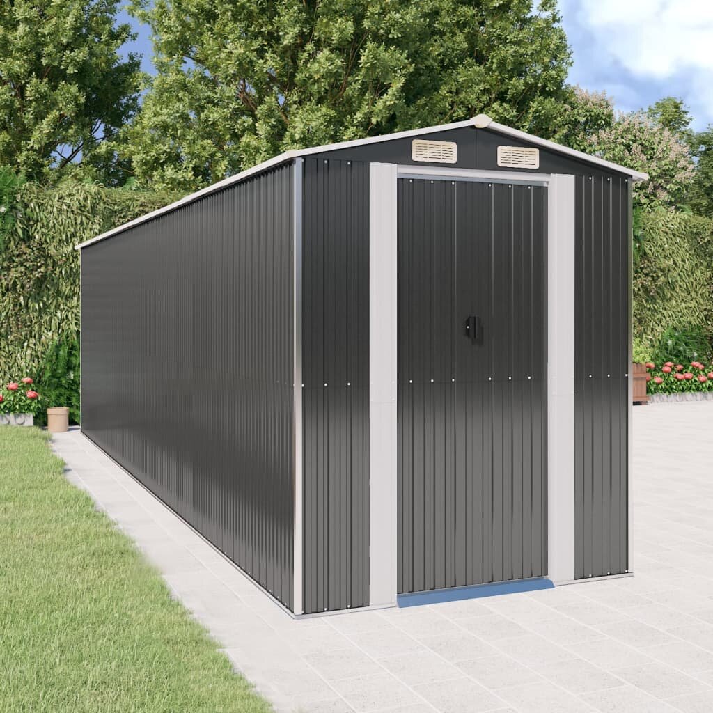 vidaXL Градинска барака антрацит 192x689x223 см поцинкована стомана