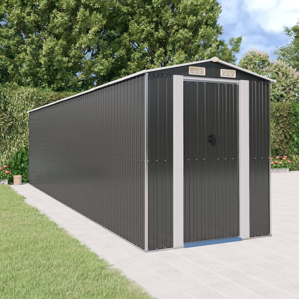 vidaXL Градинска барака антрацит 192x772x223 см поцинкована стомана
