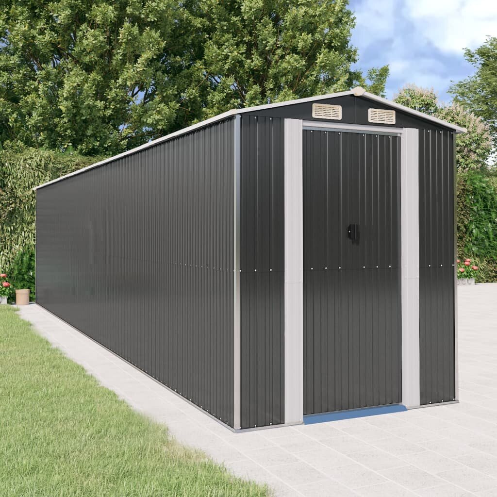 vidaXL Градинска барака антрацит 192x855x223 см поцинкована стомана