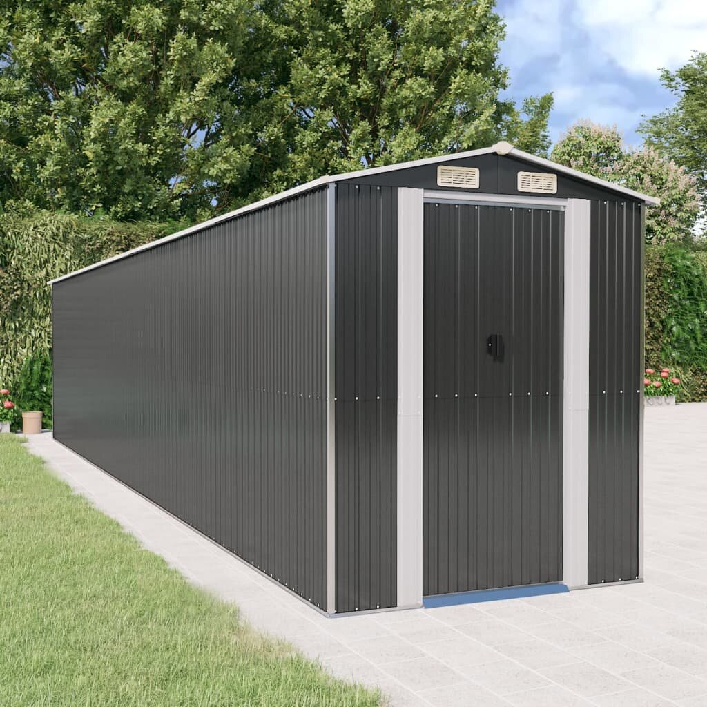vidaXL Градинска барака антрацит 192x938x223 см поцинкована стомана
