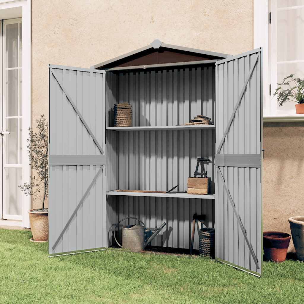 vidaXL Градинска барака кафява 116x45x175 см поцинкована стомана