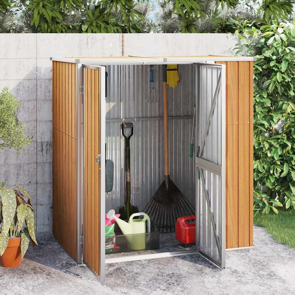 vidaXL Градинска барака кафява 161x89x161 см поцинкована стомана